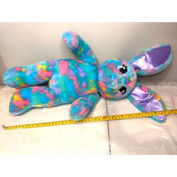 Build a Bear Tie Dye Easter Bunny Plush Satin Ears Stuffed Animal Sewn Eyes 21" - Picture 12 of 15